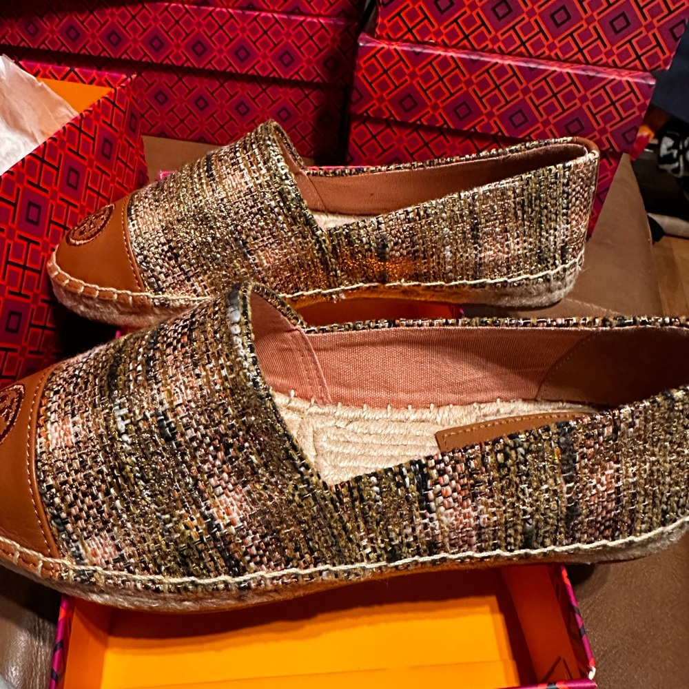 Tory Burch Espadrille Metallic Tweed